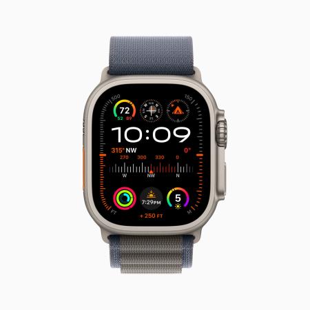 Apple Watch Ultra 2 (2024) 49mm Natural Titanium Case with Navy Ocean Band