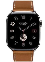 Apple Watch Hermes Series 11 46mm Silver Titanium Case with Single Tour Deployment Buckle, Fauve